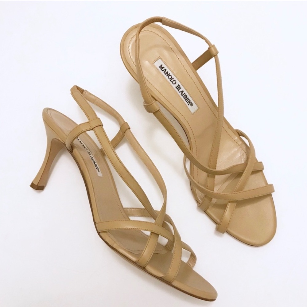 Manolo Blahnik Nude Leather Sandal